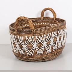 ÜRGÜP 50X40X35 CM. DOĞAL ABAKA EL YAPIMI OVAL SEPET XL