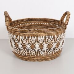 ÜRGÜP 40X34X31 CM. DOĞAL ABAKA EL YAPIMI OVAL SEPET L