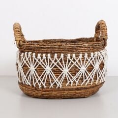 ÜRGÜP 34X31X28 CM. DOĞAL ABAKA EL YAPIMI OVAL SEPET M