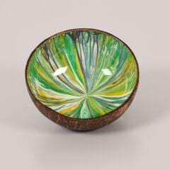 HİNDİSTAN CEVİZİ YEŞİL EBRULİ DEKORATİF KASE