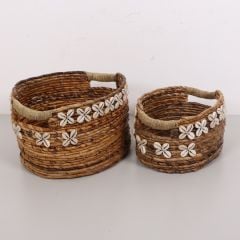 SHELL DOĞAL ABAKA OVAL SEPET 2Lİ SET