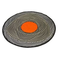 SOYUT DESEN SİYAH DEKORATİF KAYMAZ TABAN ÇAP YIKANABİLİR HALI 120 CM