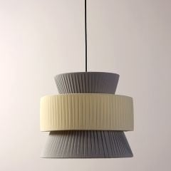 PİLELİ KREP DEMOR GRİ & KREM 35X31 CM. KUMAŞ AVİZE