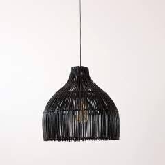 LADEN 30X30 CM. SİYAH RATTAN SARKIT LAMBA