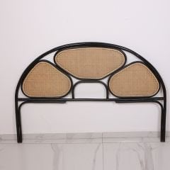 GÖCEK 165X115 CM. DOĞAL HAZERAN & SİYAH RATTAN YATAK BAŞLIĞI