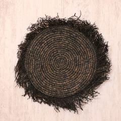 ÇİFT YÖN ÖRGÜLÜ 50cm.ÇAP DOĞAL SİYAH RAFYA KIRLENT