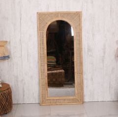 KÖSEM 80X170 CM DOĞAL HAZERAN RATTAN BOY AYNASI