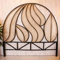 SİYAH YAPRAK DOĞAL RATTAN YATAK BAŞLIĞI 180X170 CM