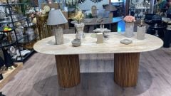 MERMER TRAVERTEN OVAL MASA 100*200*80 CM