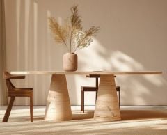 MERMER TRAVERTEN OVAL MASA (TRAVERTEN AYAKLI)100*200*75