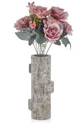 MERMER SLICED GRİ TRAVERTEN VAZO 12*12*30 CM