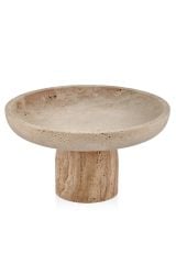 TRAVERTEN AYAKLI SUNUM TABAĞI KREM