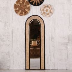 FERİHA SİYAH & NATUREL DOĞAL RATTAN BOY AYNASI 60X170 CM.