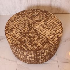 COCONUT AKASYA AĞACI VE HİNDİSTAN CEVİZİ YUVARLAK SEHPA 80X42 CM ESPRESSO RENGİ