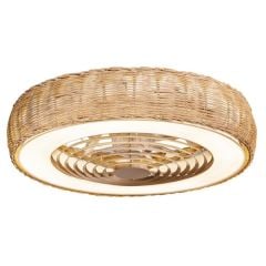 KİLİMANJARO DOĞAL RATTAN GÖVDE 65 CM LED AYDINLATMALI TAVAN VANTİLATÖRÜ