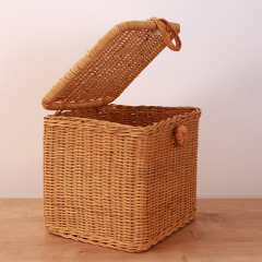 YENİ RATTAN KAPAKLİ SAKLAMA KUTUSU 25X23X22 CM