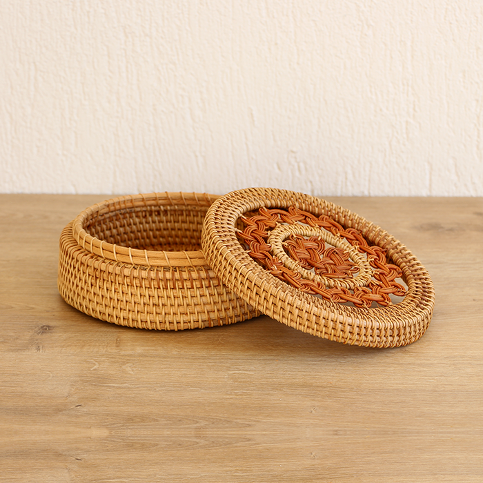 DEKORATİF 18X18X7 CM RATTAN SAKLAMA KUTUSU & OBJE