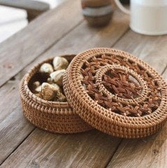 DEKORATİF 18X18X7 CM RATTAN SAKLAMA KUTUSU & OBJE