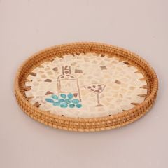 ANİTA 30 X3 CM SEDEFLİ RATTAN TEPSİ & DUVAR DEKORU