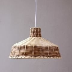 MERVE KREM & AÇIK KAHVERENGİ 34X22 CM RATTAN SARKIT LAMBA