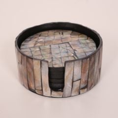 MUTEBER DOĞAL SEDEFLİ KUTULU 6'LI BARDAK ALTLIĞI