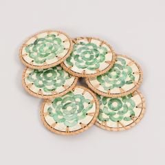 MUTEBER RATTAN 6'LI SEDEFLİ BARDAK ALTLIĞI