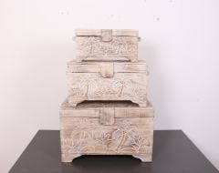 MAUN AĞACI OYMA SANDIK 3'lü SET