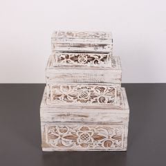 MAUN AĞACI OYMA SANDIK 3'lü SET