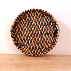 DEKORATİF SİYAH & DOĞAL RENK KÜÇÜK BOY SU SÜMBÜLÜ TEPSİ 41X5 CM