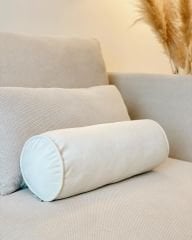 SİLİNDİR YASTIK KADİFE FİTİLLİ KREM