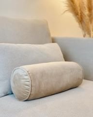 SİLİNDİR YASTIK KADİFE FİTİLLİ BEJ