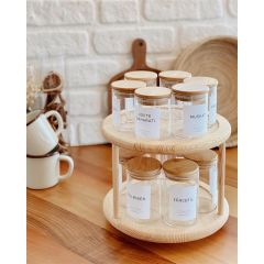 BAHARATLIK SETİ (1 ADET AHŞAP DÖNER STANT+12 ADET BAHARAT)