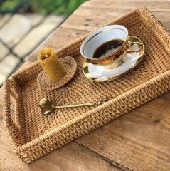 MARİA 37.5X28X8 CM. RATTAN DEKORATİF TEPSİ