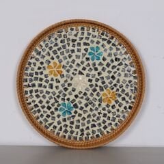 MAREFLORA SEDEFLİ RATTAN TEPSİ & DUVAR DEKORU 40X3 CM