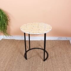 SEDEFLİ DEMİR AYAKLI SEHPA 45X50 CM