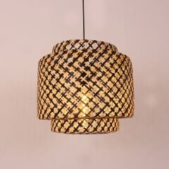 SİTRUS 40X37 CM. SİYAH / NATUREL BAMBU AVİZE