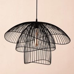 SARİN BÜYÜK SİYAH METAL AYDINLATMA 60X40 CM