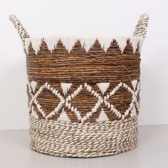 BODRUM 42X38X48 CM. DOĞAL ABAKA EL YAPIMI SEPET XL