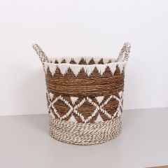 BODRUM 31X28X38 CM. DOĞAL ABAKA EL YAPIMI SEPET M