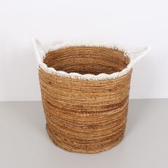 TRABZON 43X41X51 CM. DOĞAL ABAKA EL YAPIMI SEPET XL