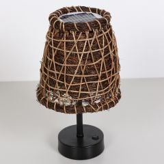AFRİKA GÜNEŞ ENERJİLİ MASA LAMBASI 27X17CM. DOĞAL RATTAN BAŞLIKLI